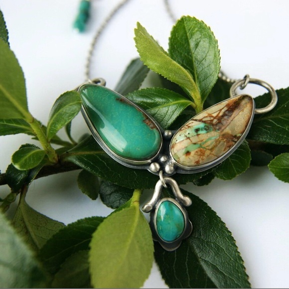 Kingman and Royston turquoise sterling silver necklace - Picture 2 of 4